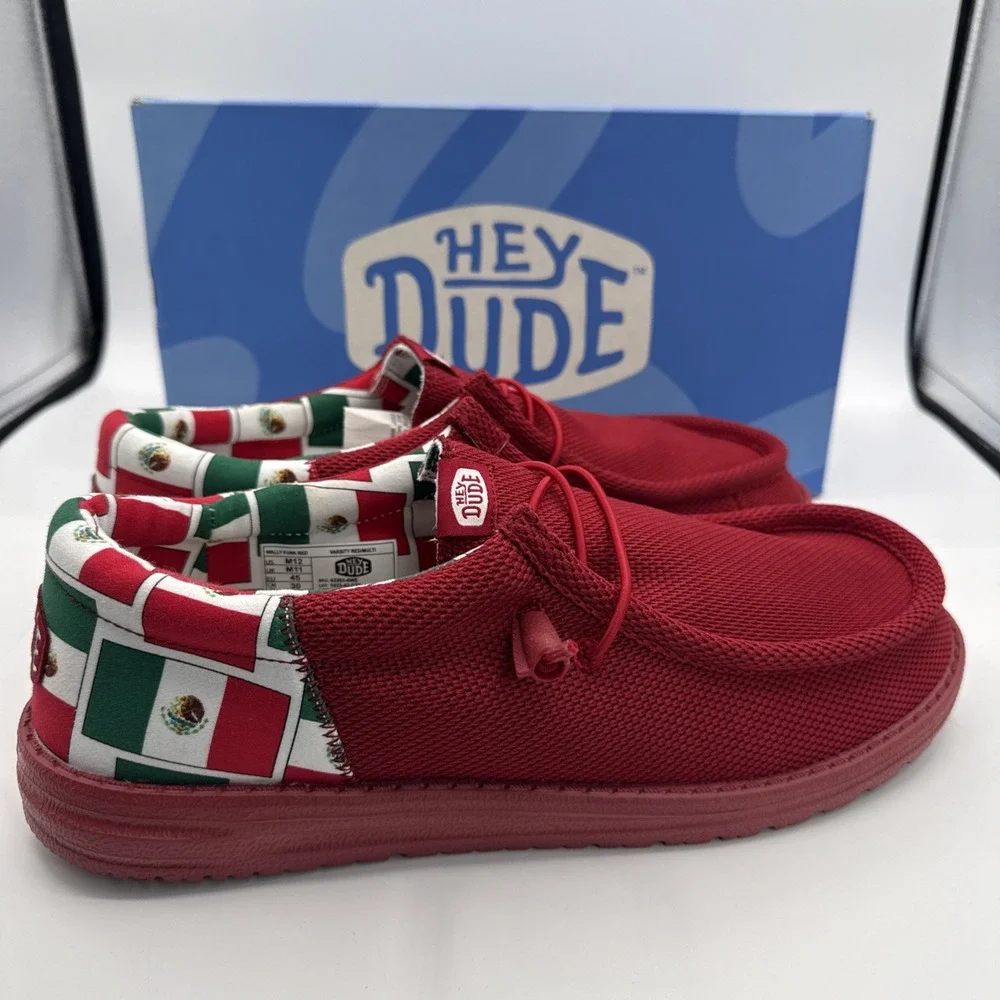 Hey Dude Wally‎ Funk Red Mexican Flag Shoes Men Size 12 Slip On 42285-6WE